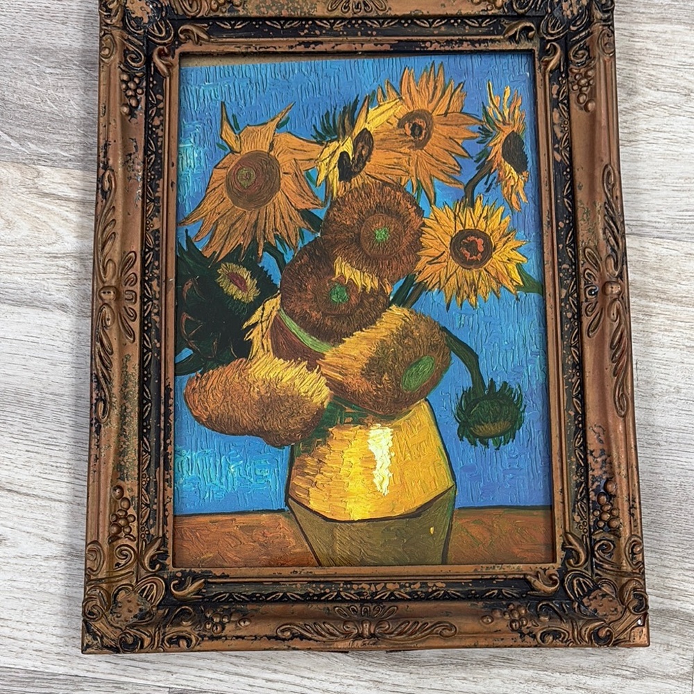 Blue and Brown Sunflower Painting Art